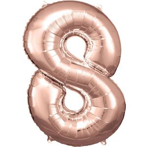 Amscan Luftballons 9906283, Riesenzahl 8, rose, Folienballon, 57 x 86 cm