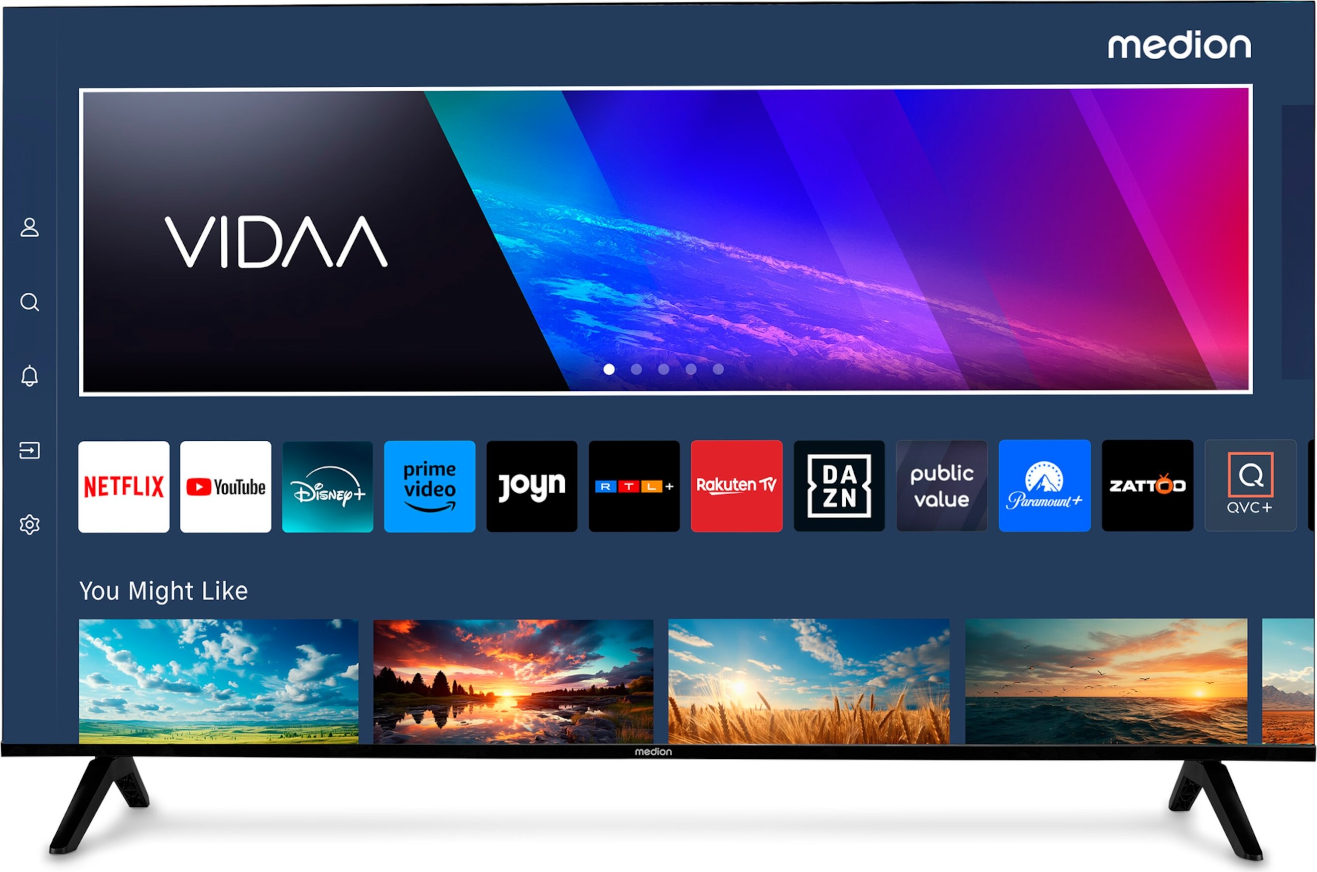 MEDION 138,8 cm (55 Zoll) Ultra HD Fernseher (Smart-TV, HDR10, VIDAA Store, Netflix, Prime Video, Disney+, DAZN, Paramount+, HbbTV, PVR, Bluetooth, MD 855200)