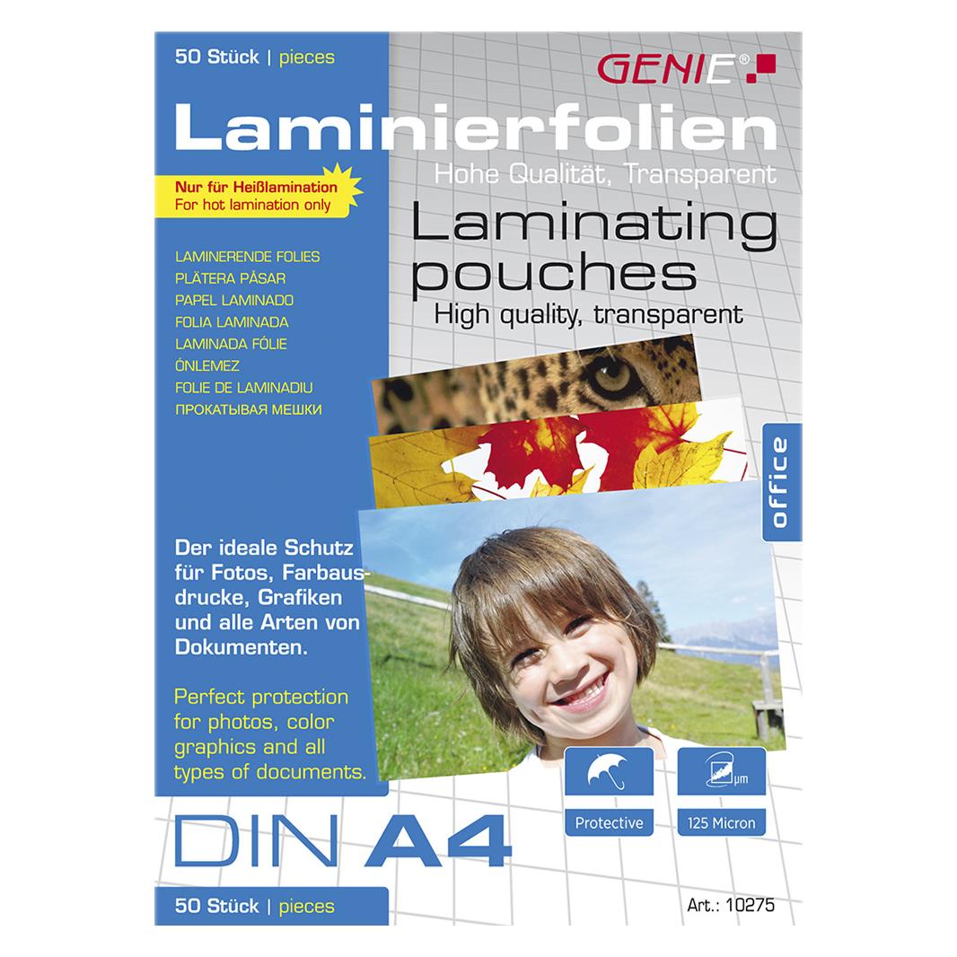 Genie Laminiertaschen 4 - Folien. (A4, 50 Stk., 125 µm) (10275)
