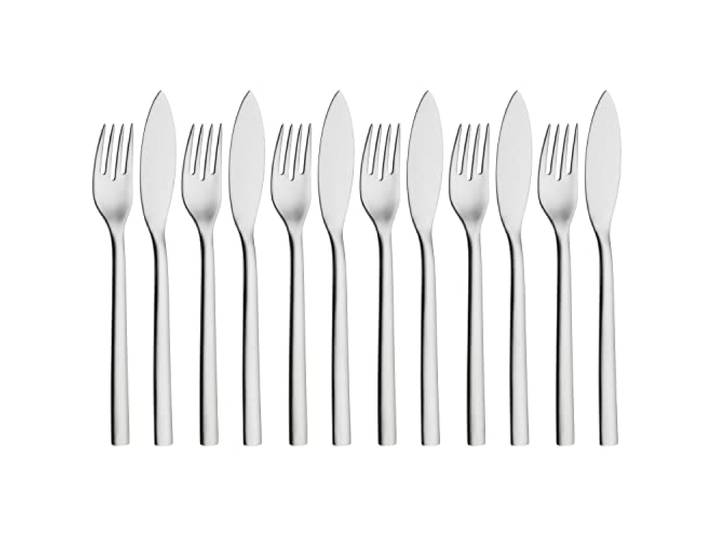 WMF Nuova Fischbesteck Set 12 teilig, Fischset für 6 Personen, Fischgabel, Fischmesser, Cromargan Edelstahl poliert, spülmaschinengeeignet