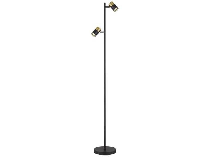 Stehleuchte Standlampe Wohnzimmerlampe Fußtrittschalter schwarz kupfer, Aluminium Metall, 2x GU10 Fassungen, LxBxH 21,5x23x154 cm