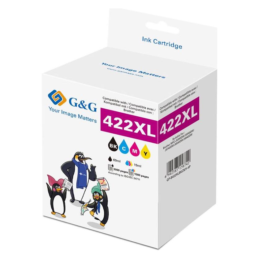 G&G Tinte Kombi-Pack Kompatibel GP-B422XLBKCMY-4P (BK) (GP-B422XLBKCMY-4P)