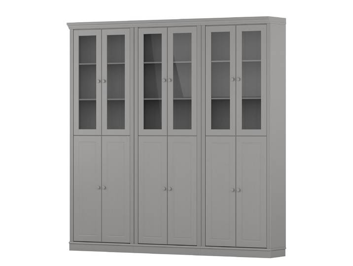 Schrank mit Glastür 3-tlg 222 x 223 x 37cm Grau/Kiefer Grau