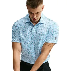 Nike Golf Polo Dri-Fit Par Micro Print, weiss/blau