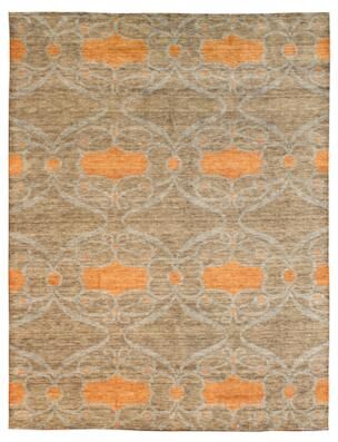 KALATY Modern Grey Hand-Knotted Wool & Viscose Area Rug