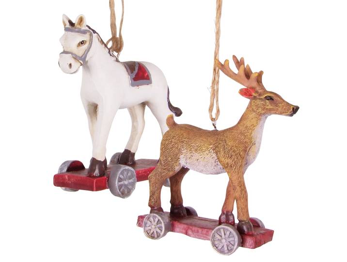 2er-Set Weihnachtsbaumanhänger Hirsch & Pferd