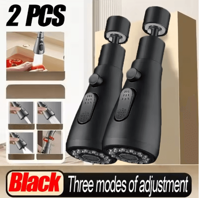 Inspire Picks Universal 360 Degree Kitchen Faucet Extender Swivel Sink Aerator Splash Guard 2pcs Black