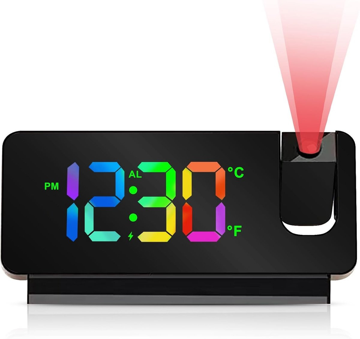 Digitale Projectie Alarmklok met 180 graden beeld, temperatuurweergave en USB-voeding voor de slaapkamer