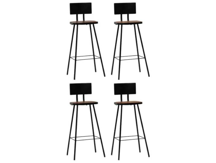 Kaorsrow Barhocker 4er Set, Barstühle Massivholz & Stahlgestell, 74 cm Industrie-Look für Küche und Essbereich: Unikater Sitz aus Recyclingholz mit individueller Maserung und Fußablage.