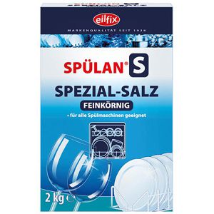 Eilfix Spülmaschinensalz Spülan S, Spezialsalz, feinkörnig, gegen Kalk und Wasserflecken, Wasserenthärter, Karton, 2 kg
