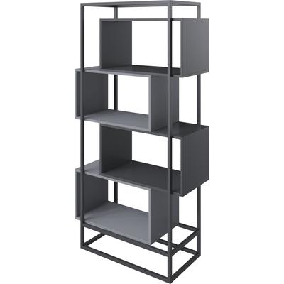 Bücherregal PHOENIX, schwarz, B:87cm H:163,5cm T:38cm, Holzwerkstoff, Metall, Regale, Bücherregal