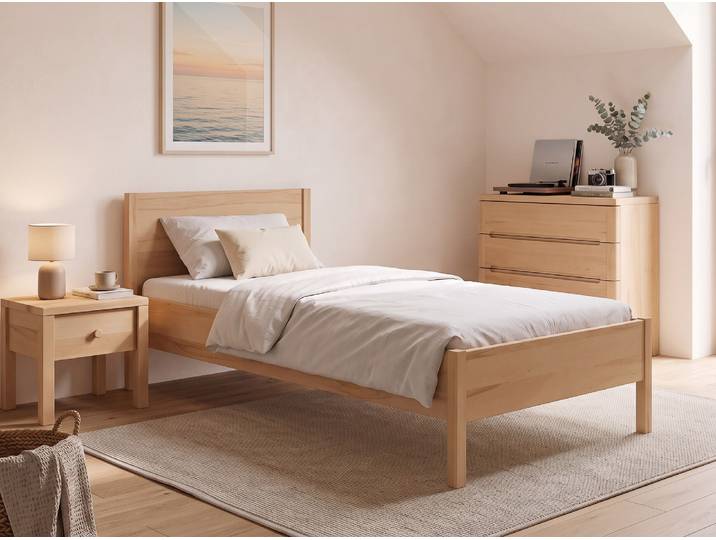 Kinder- und Jugendbett „Flora“ Kernbuche 90 x 190 cm Massivholz Buche