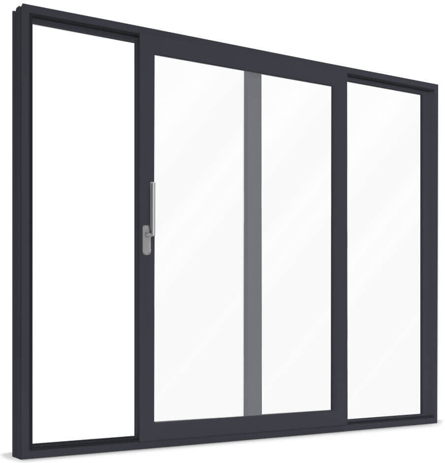 Smart Slide, pvc, aluplast, IDEAL Smart-Slide, avec fermeture automatique, 2000 x 2000 mm, anthracite similaire au RAL 7016
