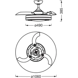 Osram Ceiling Fan Poniente 1060mm 66W CCT, Ventilator, Weiss