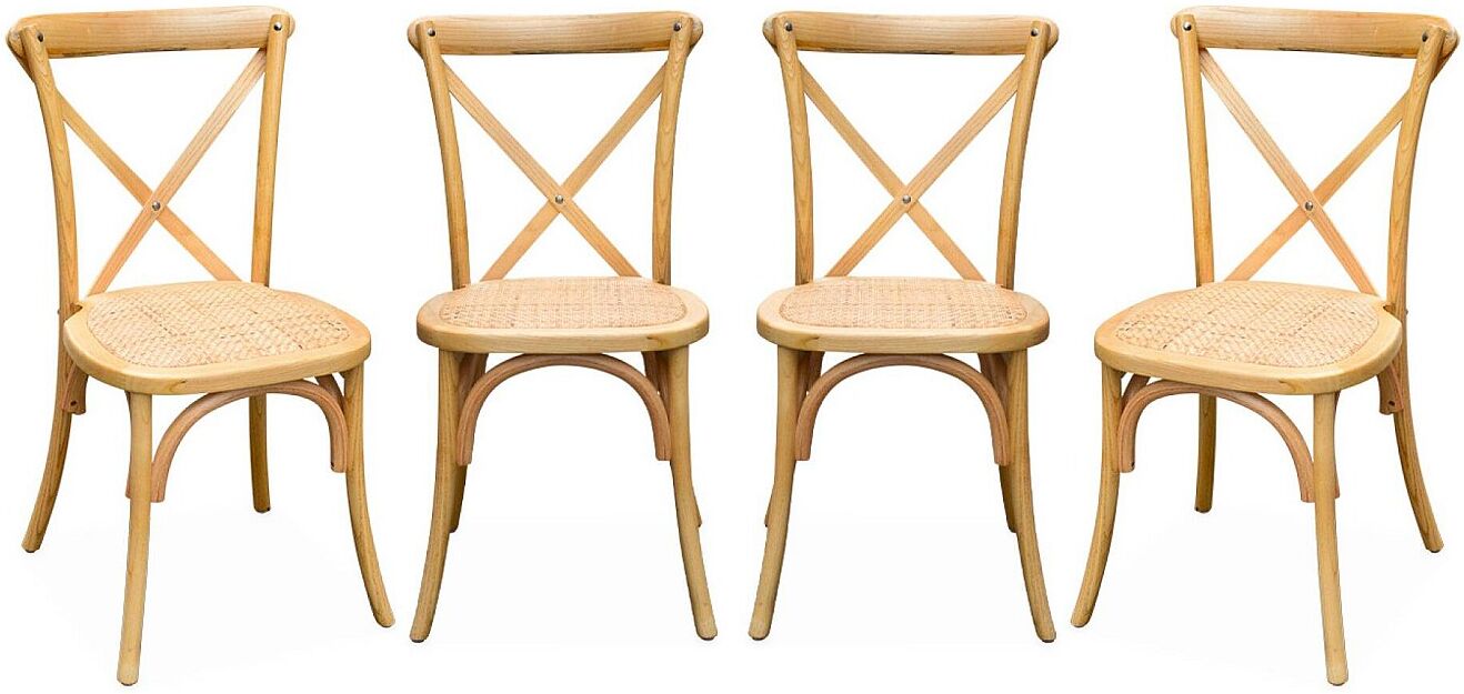 Sweeek Silla de bistró vintage de madera, set de 4 natural
