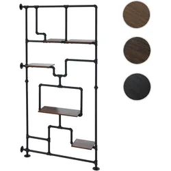 Raumteiler mit Regal HWC-P10, Wohnregal Ablageregal, Industrial Metall Melamin MVG 203x100x20cm ~ dunkelbraun