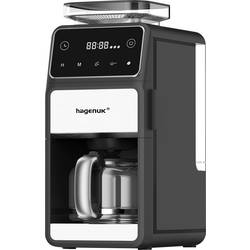 Hagenuk Kaffeemaschine Edelstahl, Schwarz Fassungsvermögen Tassen=12 Glaskanne, mit Filterkaffee-Funktion, mit Mahlwerk, Timerfunktion, Warmhaltefunktion KMT-1500.1.5L