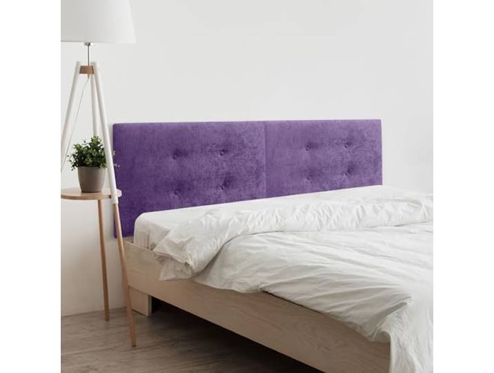 DHOME Kopfteil aus Kunstleder oder Acualinstoff mit 2 Reihen doppelter Knöpfe aufgeteilt in 2 Teile High End gepolstertes Kopfteil (Stoff Lila, 220cm Dual (Betten 200))
