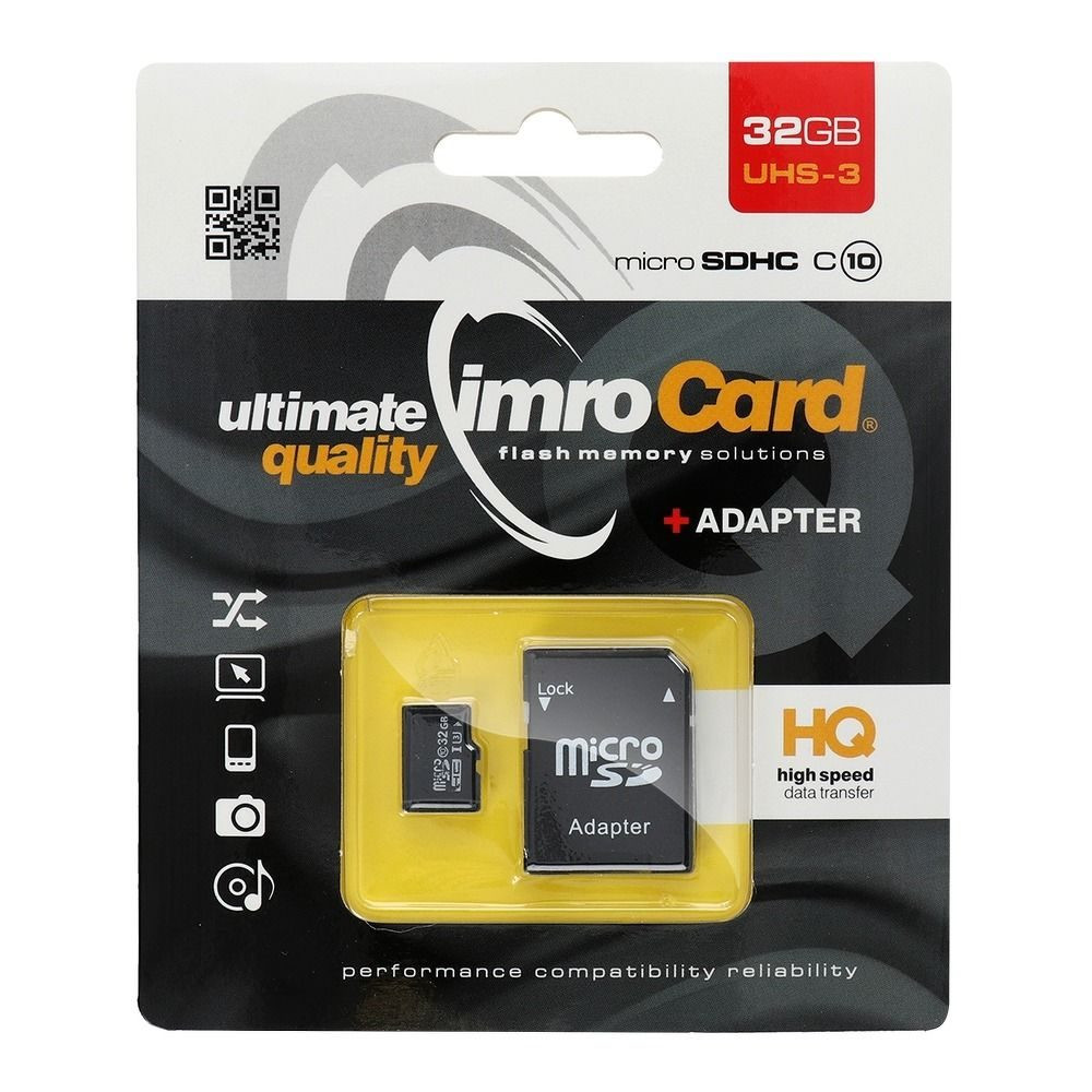IMRO MicroSDHC MicroSD kaart, 32 GB, UHS-III Klasse 10 (U3), Zwart