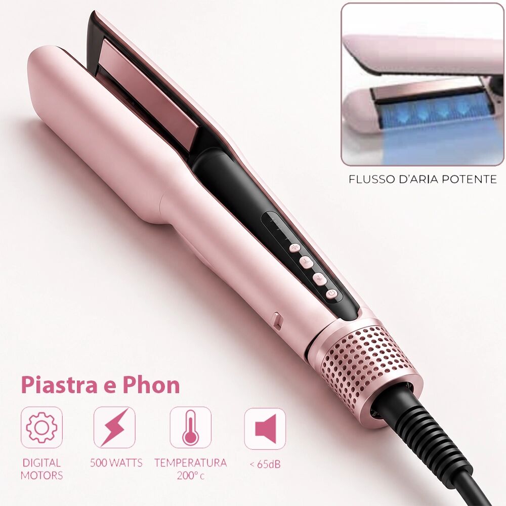 Melcap Piastra e Phon 2 in 1 Zephir NOUVEAU 500W Asciuga e Liscia Capelli ad Aria