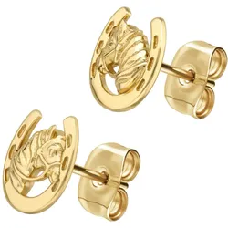 Chirurgenstahl Ohrstecker PFERDEKOPF + HUFEISEN