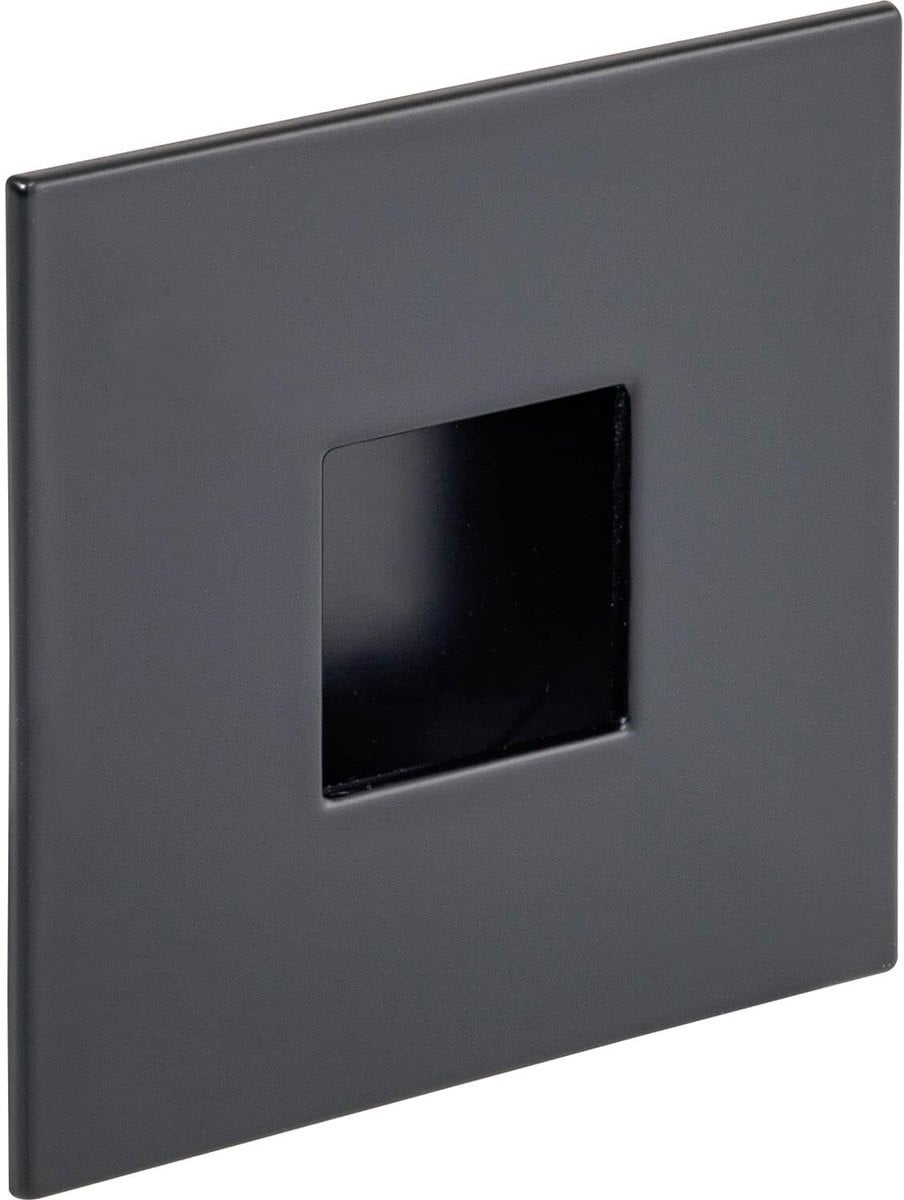 Vierkante Schelpgreep Inbouw met Frame - Mat Zwart - 73 x 73 mm