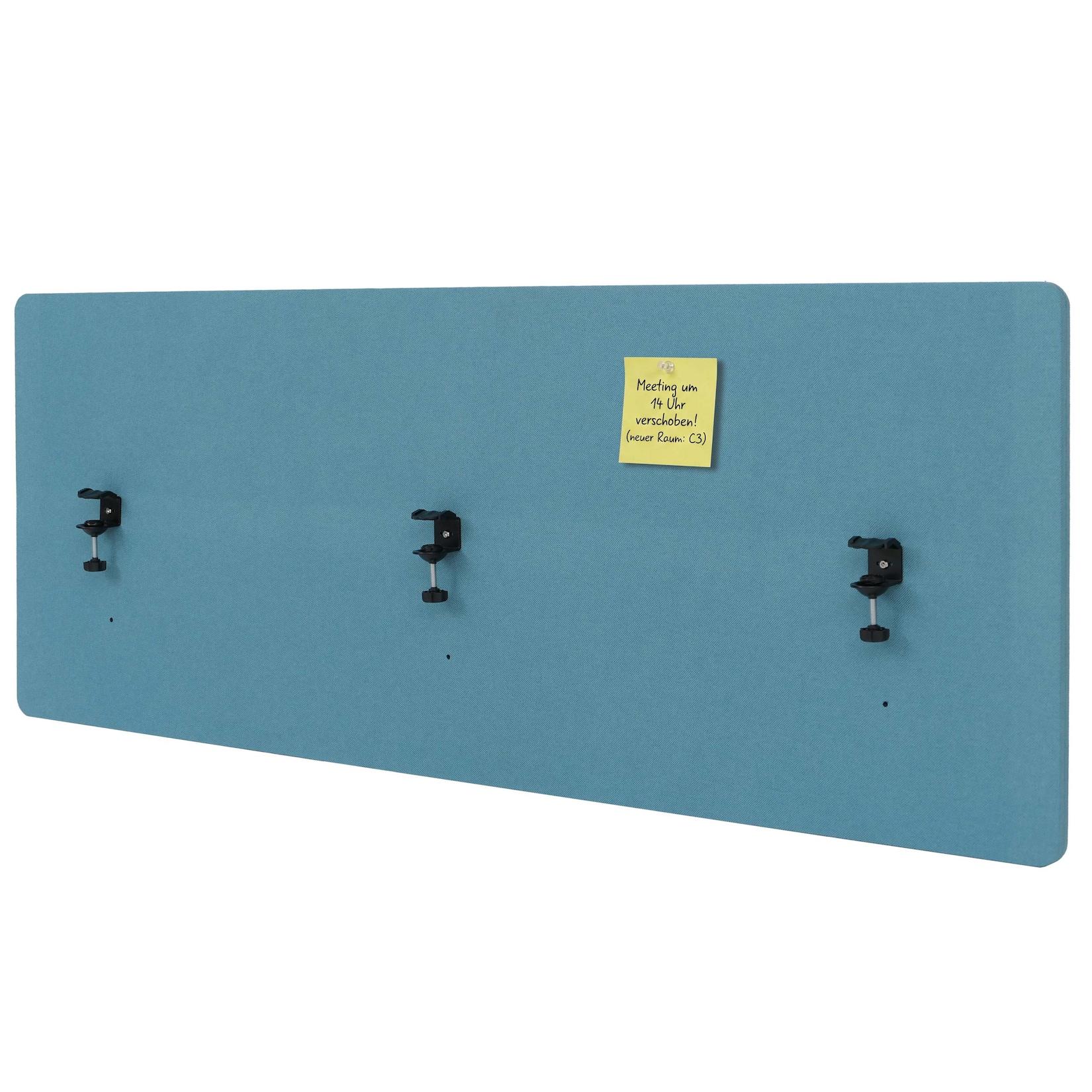 Akustik-Tischtrennwand MCW-G75, Büro-Sichtschutz Schreibtisch Pinnwand, doppelwandig Stoff/Textil ~ 60x160cm türkis