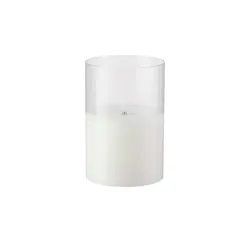 HOME STORY LED Kerze   , weiß , Glas,Wachs,Kunststoff , Maße (cm): H: 15  Ø: 10