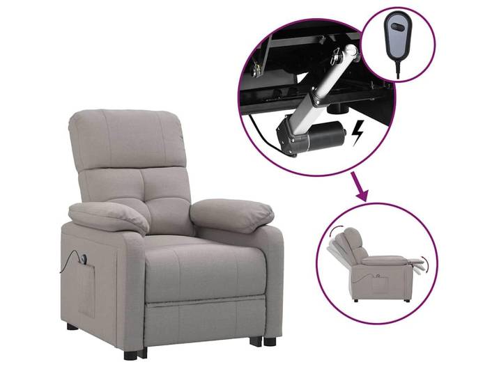vidaXL Fauteuil relax électrique Tissu Taupe