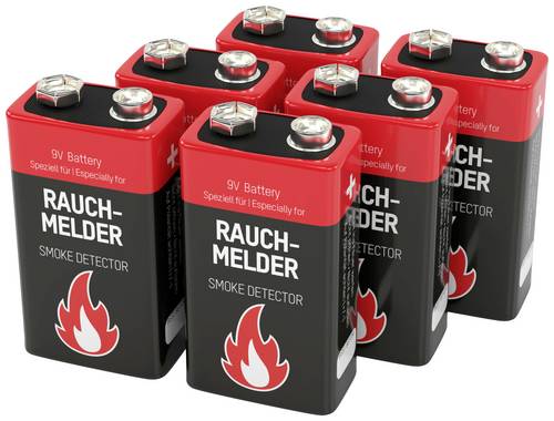 Ansmann Rauchmelderbatterie 9V Block-Batterie Alkali-Mangan 9V 6St.