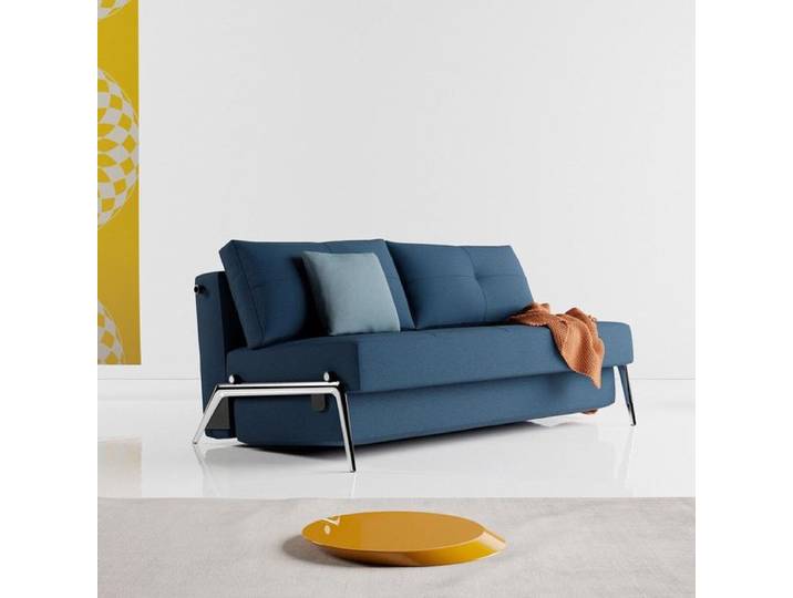 Schlafsofa Ramasa Webstoff mit Stauraum Kunstfaser 78x167x96cm Blau klappbar modern