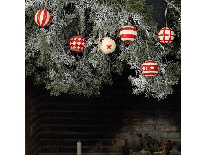 Set de 6 boules de Noël en papier mâché motif Cirque