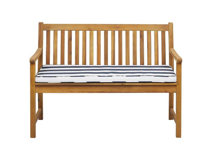 GARTENBANK zertifiziertes Holz hellbraun Auflage blau gestreift 120 cm Vivara