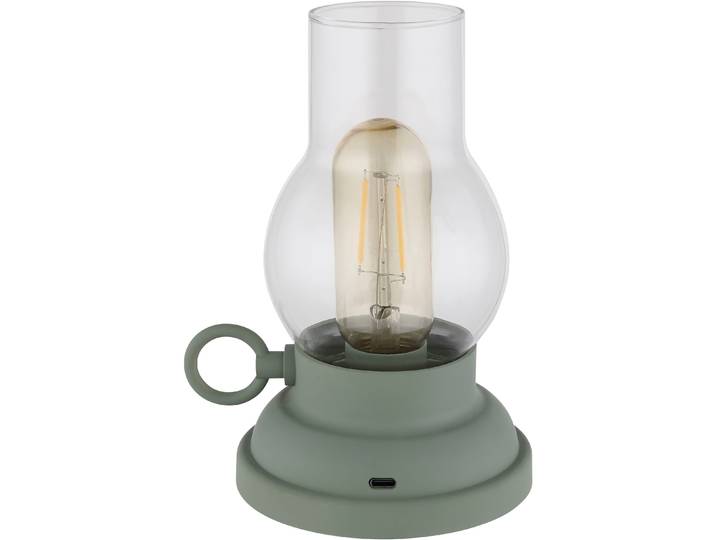 GLOBO LIGHTING LED Tischleuchte PETRO , grün (grün matt), 1, 1 Stk., Leuchten, Akkutischleuchte, mobile Leuchte, Petroleumlampen-Design, LED Tischleuchte