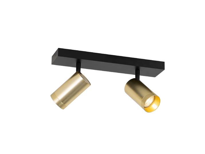 Spot de plafond noir avec or réglable 2 lumières - Jeana Luxe