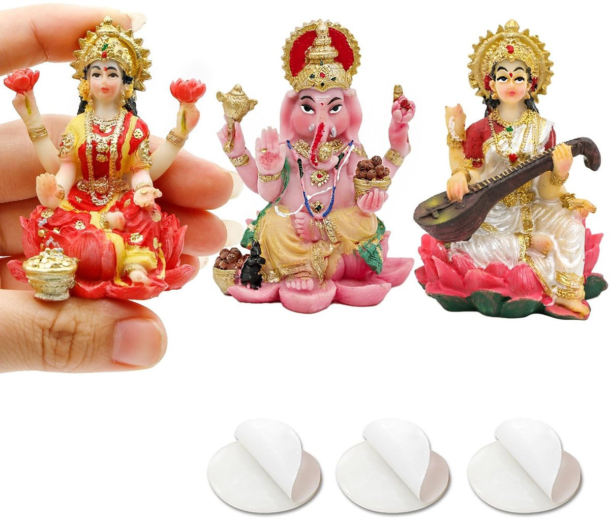 Solidchoice Ganesha, Lakshmi en Saraswati beeld voor in de auto