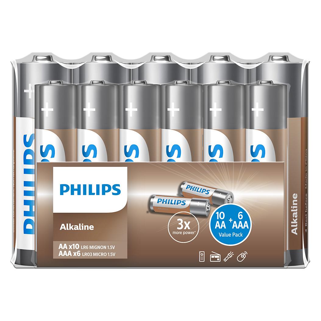 Philips Batteriesatz 16szt. (16 Stk., AA, AAA) (LR036A16F/10)