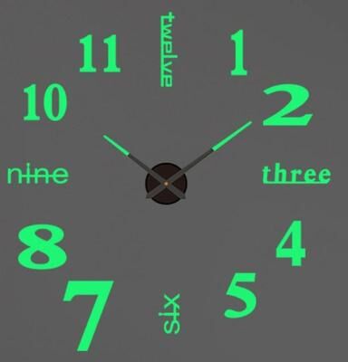 Inspired Finds 3D Luminous Frameless Wall Clock DIY Kit Modern Silent Glow Wall Decor green Radial Glow 2d 40cm = 15.75in