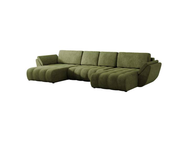 Mirjan24 Wohnlandschaft Faro U, Grün, Kunststoff, U-Form,Rechteckig, 383x86x195 cm, Wohnzimmer, Sofas & Couches, Wohnlandschaften, Wohnlandschaften in U-Form