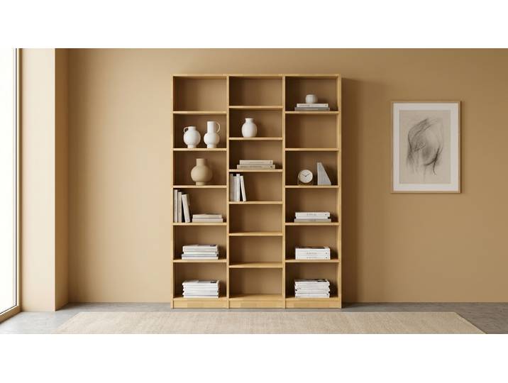 Schlichtes Bücherregal konfigurieren Buche Natur geölt