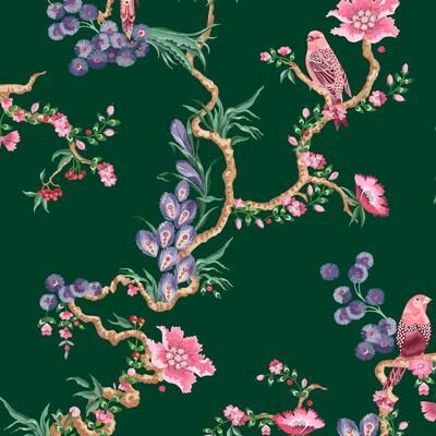 Cath Kidston Birds & Berries Emerald Wallpaper