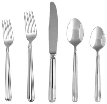 Fortessa Metropolitan 18/10 Stainless Steel, 5 Piece Flatware Set (Service for 1), Silver - 5 Piece Set