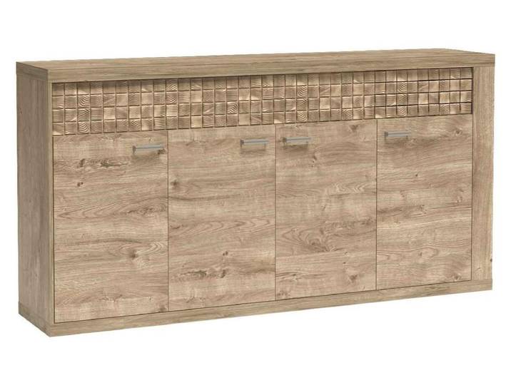 Masseno Kommode YASUO 191,5 cm Sideboard mit Schubladen und 4 Türen für Wohnzimmer Schlafzimmer Modern 191,5x40,5x99 cm Eichefarben