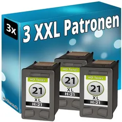 Druckfuxx, Druckerpatrone, 3x DRUCKER PATRONE für HP 21 XL 4315 4355 J3680 PSC 1410 1415 1400 FAX 3180