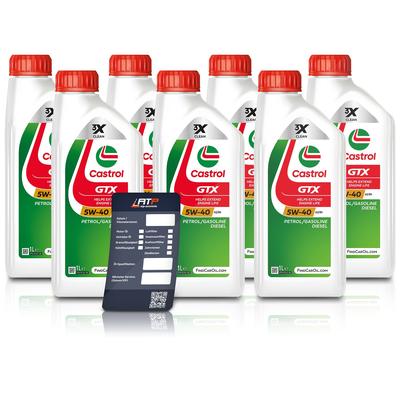 Castrol 7x 1 L GTX 5W-40 A3/B4 + Ölwechsel-Anhänger [Hersteller-Nr. 15F686]