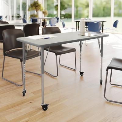 Flash Furniture Mobile 24''W x 48''L Thermal Laminate Activity Table - Adjustable Legs