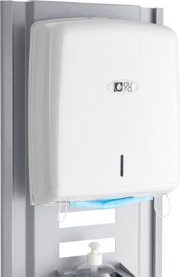 Mundschutz/Handtuchspender für modulare Hygienestation Basic, Sichtfenster, mit Adapter, B 280 x T 135 x H 365 mm