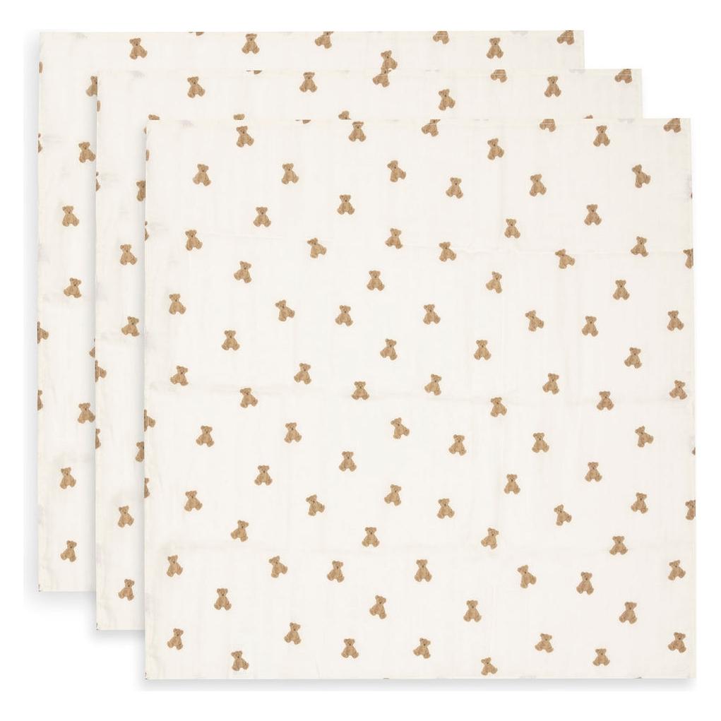 Jollein Spucktuch Hydrophill 70x70cm - Mini Teddy Bear - 3 Stück (70 x 70 cm) (535-851-68171)