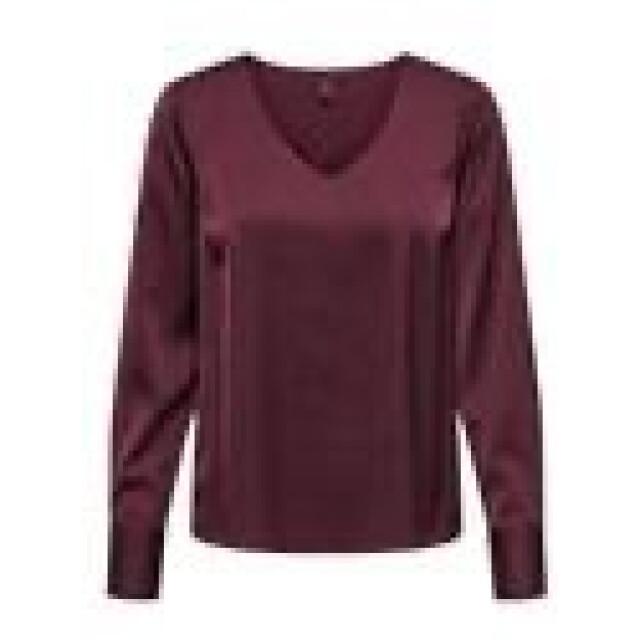 Only Onlmika vis satin ls jew v-neck top wvn bordeaux