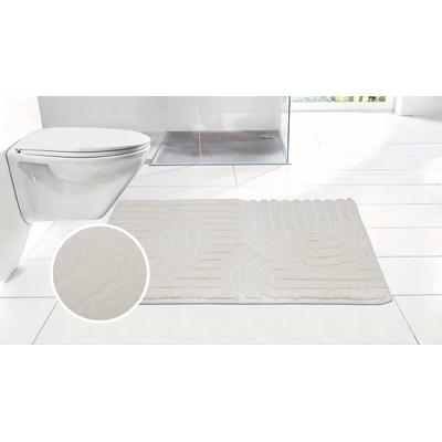 Badematte OTTO HOME "Zen, Badvorleger, Badezimmer Teppich, Duschvorleger", creme, H:10mm, Polyester, Badematten, Badematte, Uni Farben, Hoch-Tief-Effekt, modernes Muster, Zen